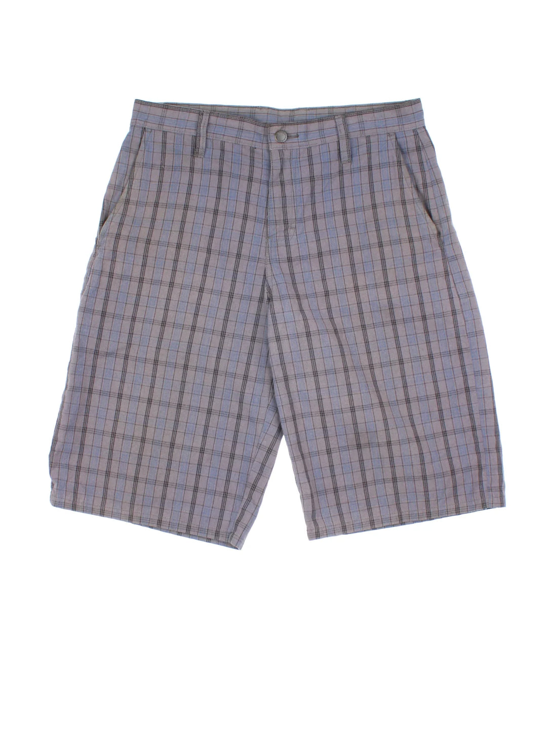 Vintage Dickies Shorts in grey checked colourway, with multiple pockets and the logo embroidered on the back.