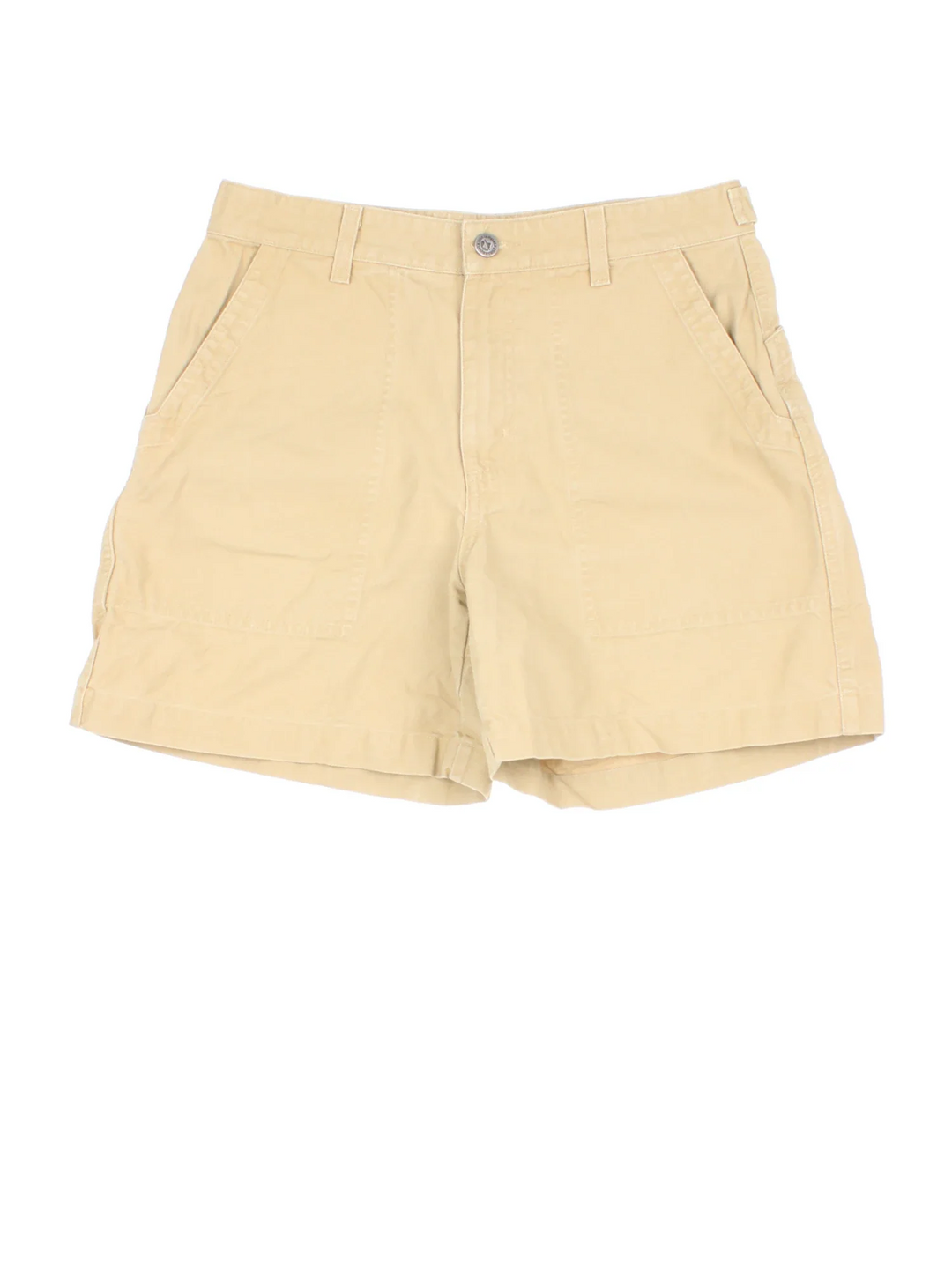 Vintage Patagonia Shorts in tan colourway with multiple pockets and the logo embroidered on the back.