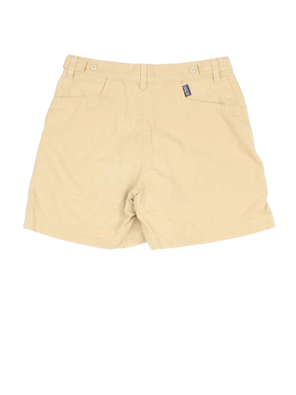 Vintage Patagonia Shorts in tan colourway with multiple pockets and the logo embroidered on the back.