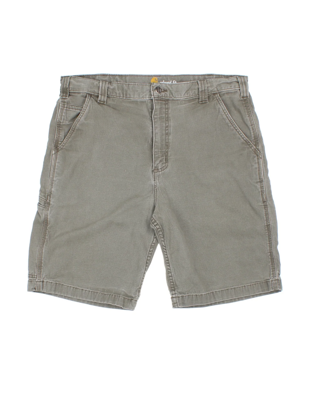 Carhartt Carpenter Shorts in green colourway with multiple pockets and the logo embroidered on the back.