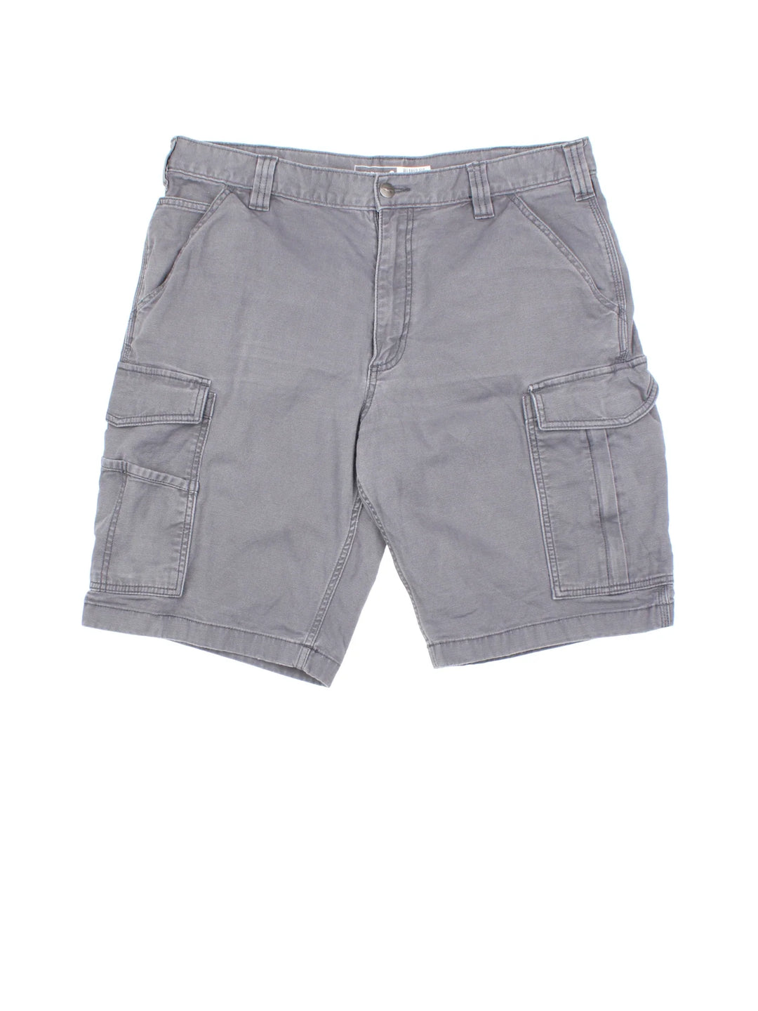 Carhartt Cargo Shorts in grey colourway with multiple pockets and the logo embroidered on the back.