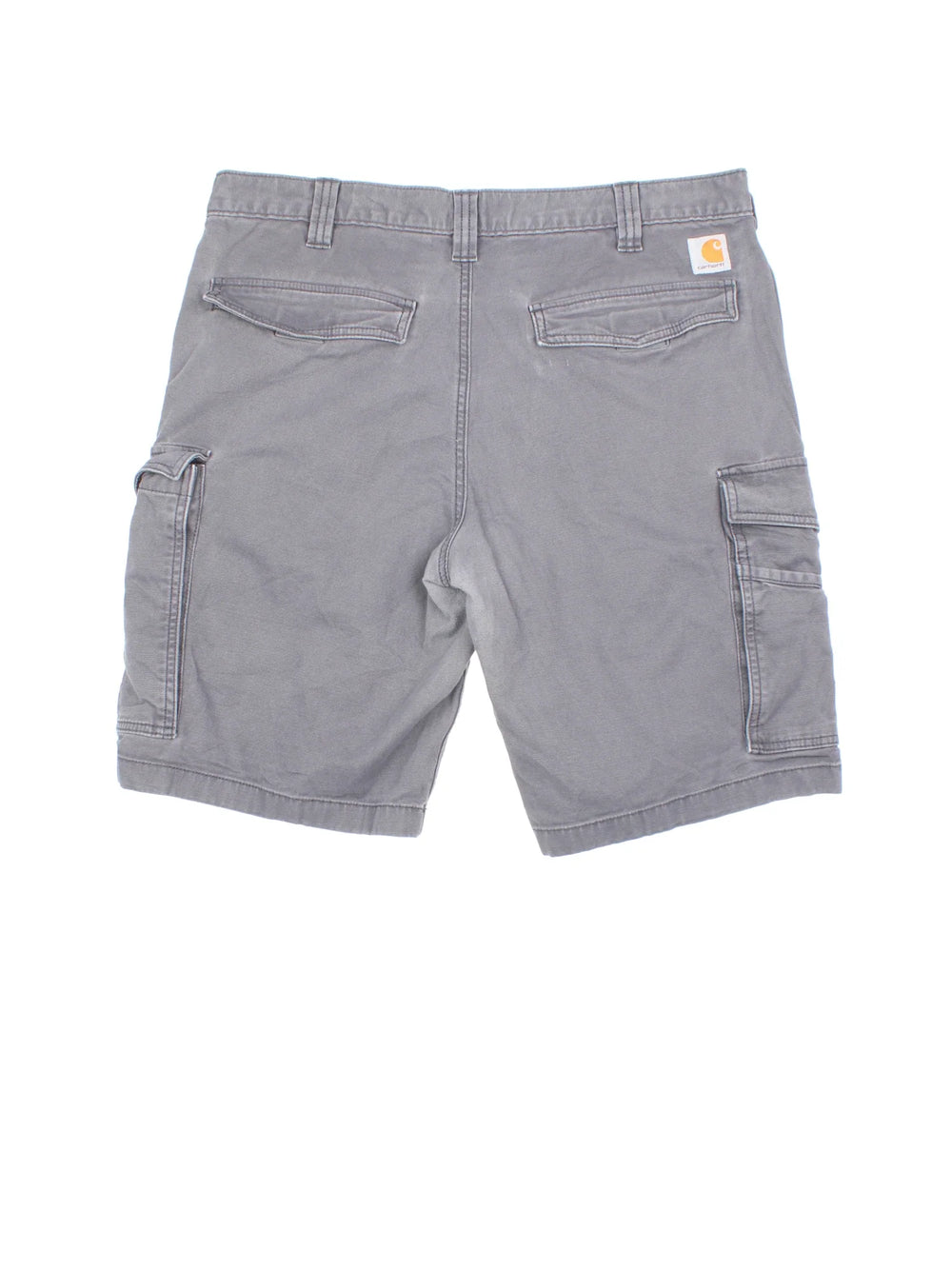 Carhartt Cargo Shorts in grey colourway with multiple pockets and the logo embroidered on the back.