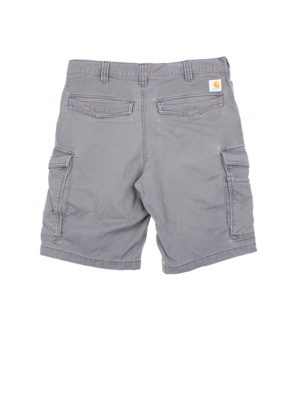 Carhartt Cargo Shorts in grey colourway with multiple pockets and the logo embroidered on the back.