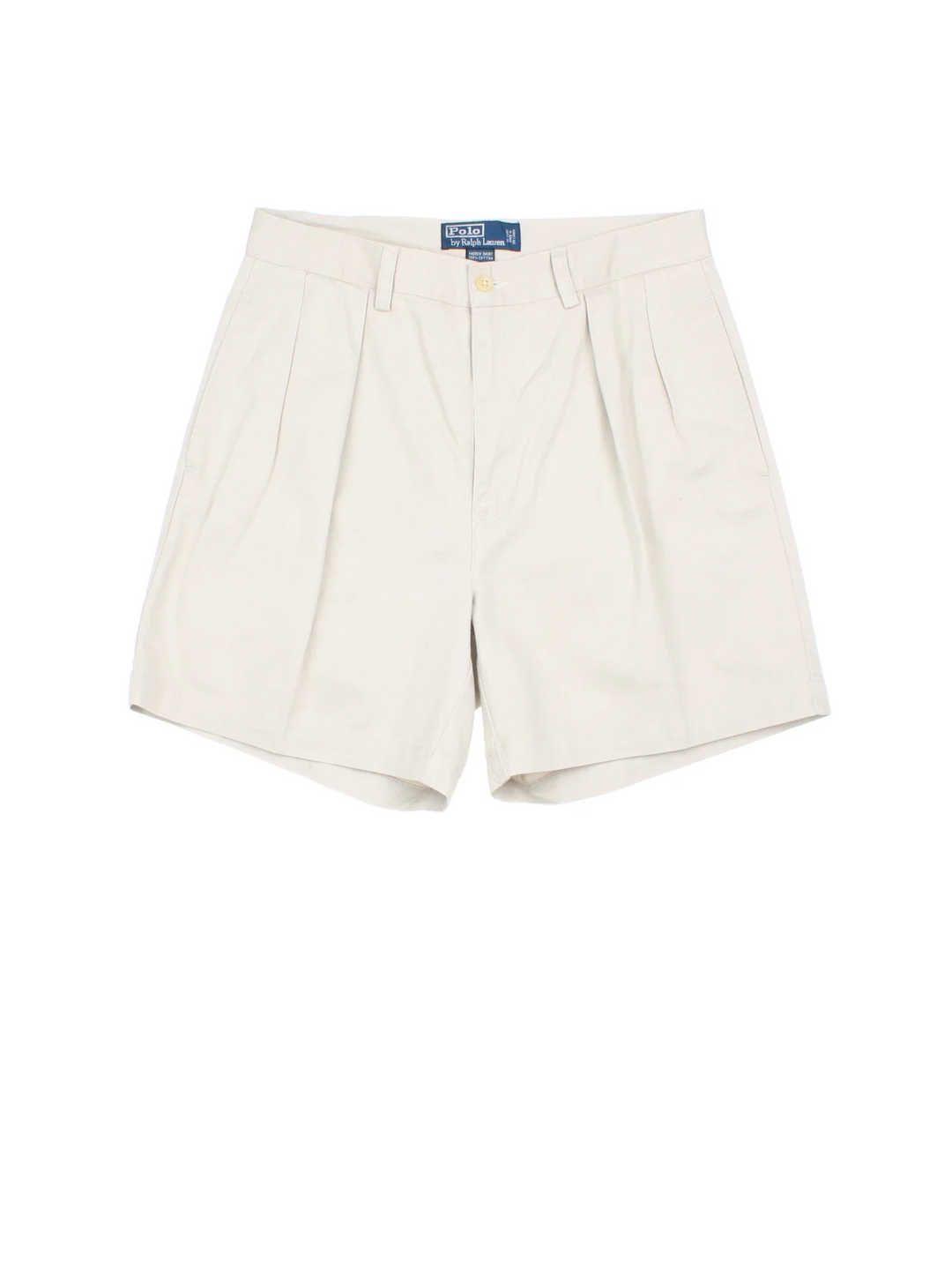 Ralph Lauren Pleated Shorts in tan colourway with multiple pockets and the logo embroidered on the back.