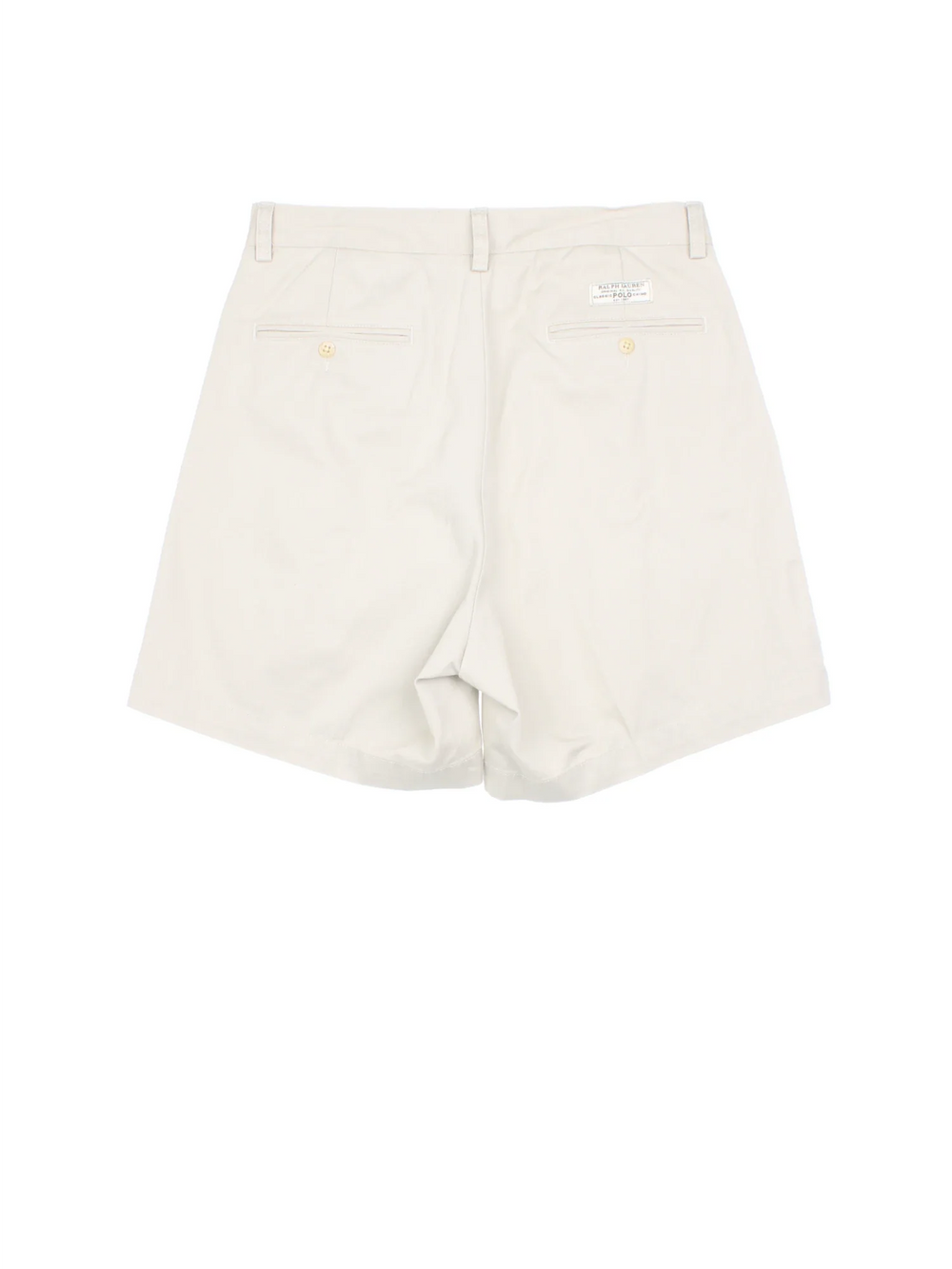 Ralph Lauren Pleated Shorts in tan colourway with multiple pockets and the logo embroidered on the back.