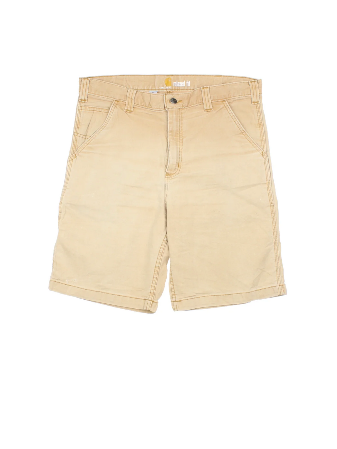 Carhartt Shorts in tan colourway with multiple pockets and the logo embroidered on the back.