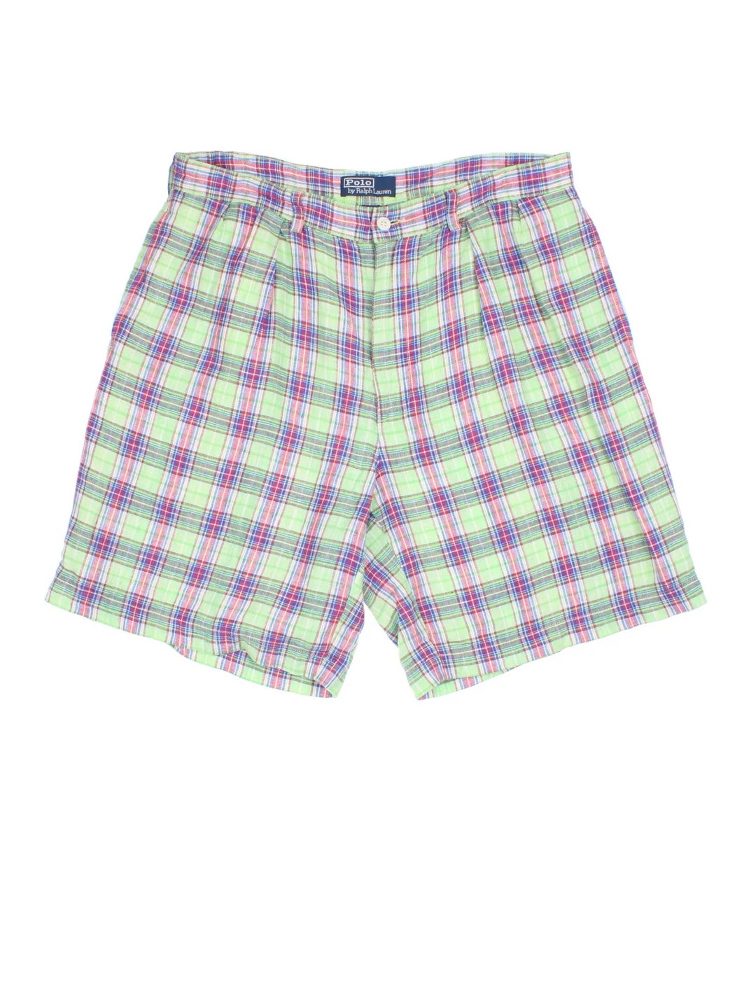 Vintage Ralph Lauren Shorts in multicoloured check pattern colourway with multiple pockets and zip/button fastening.