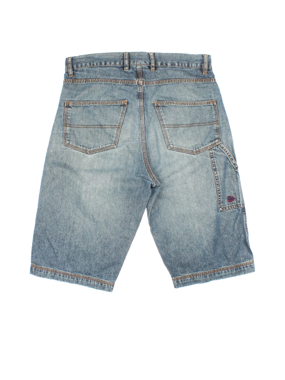 Vintage Nine Plus Denim Jorts in blue colourway. Zip fly fastening with multiple pockets, contrast stitching and branding on front/back.