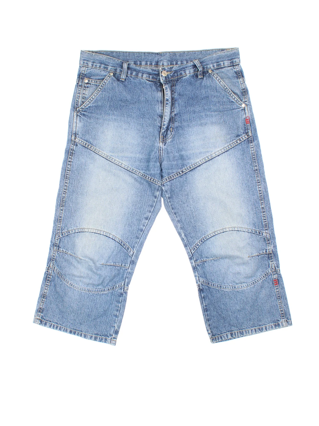 Vintage Y2K G-Star Denim Jorts in blue colourway. Zip fly fastening with multiple pockets, contrast stitching and branding on back.