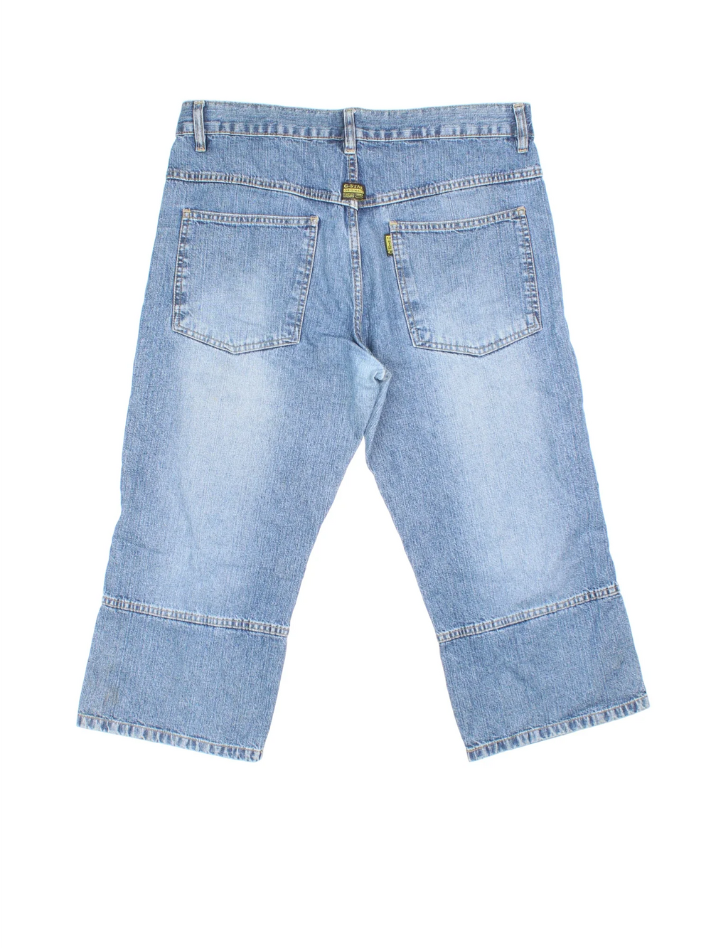 Vintage Y2K G-Star Denim Jorts in blue colourway. Zip fly fastening with multiple pockets, contrast stitching and branding on back.
