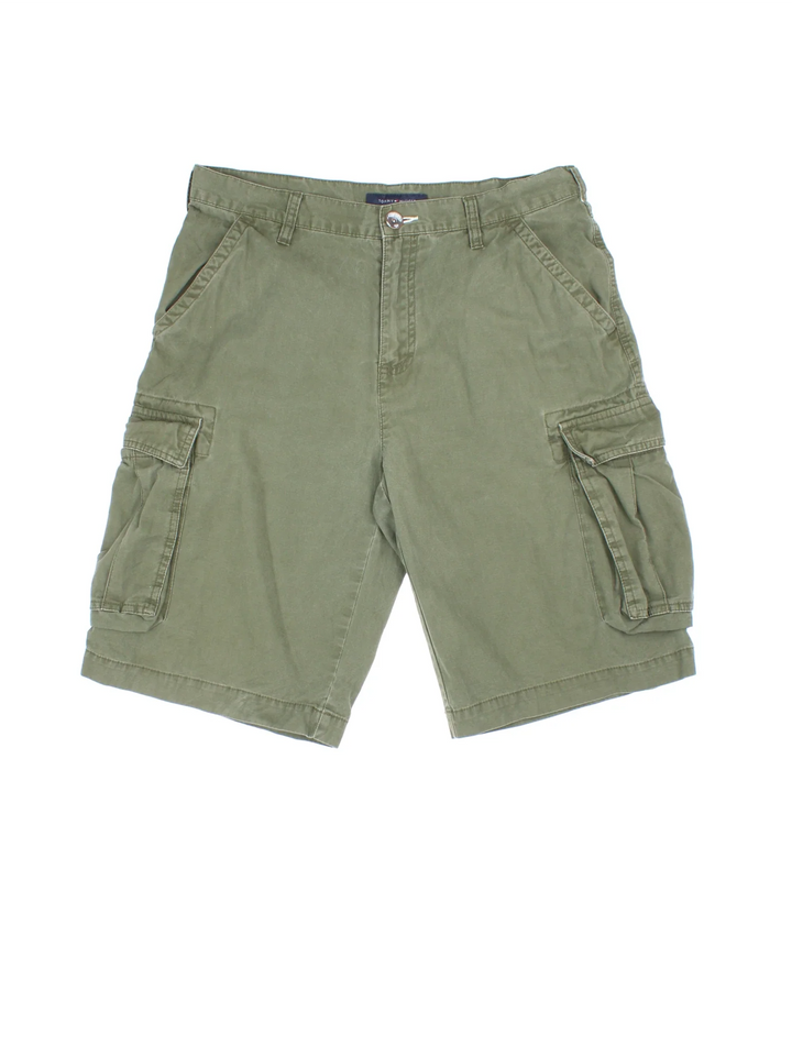 Vintage Tommy Hilfiger Cargo Shorts in green colourway with multiple pockets.