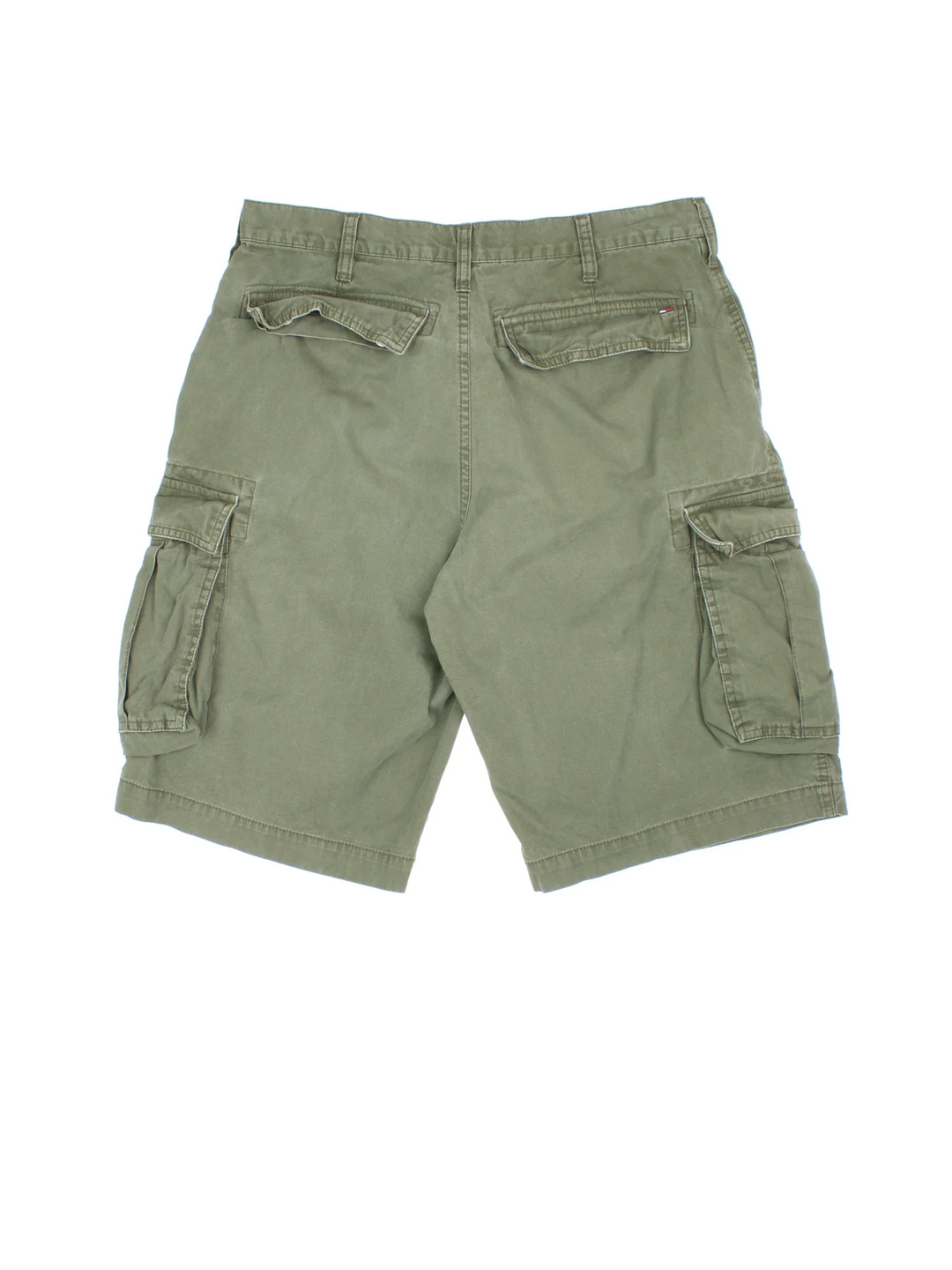 Vintage Tommy Hilfiger Cargo Shorts in green colourway with multiple pockets.