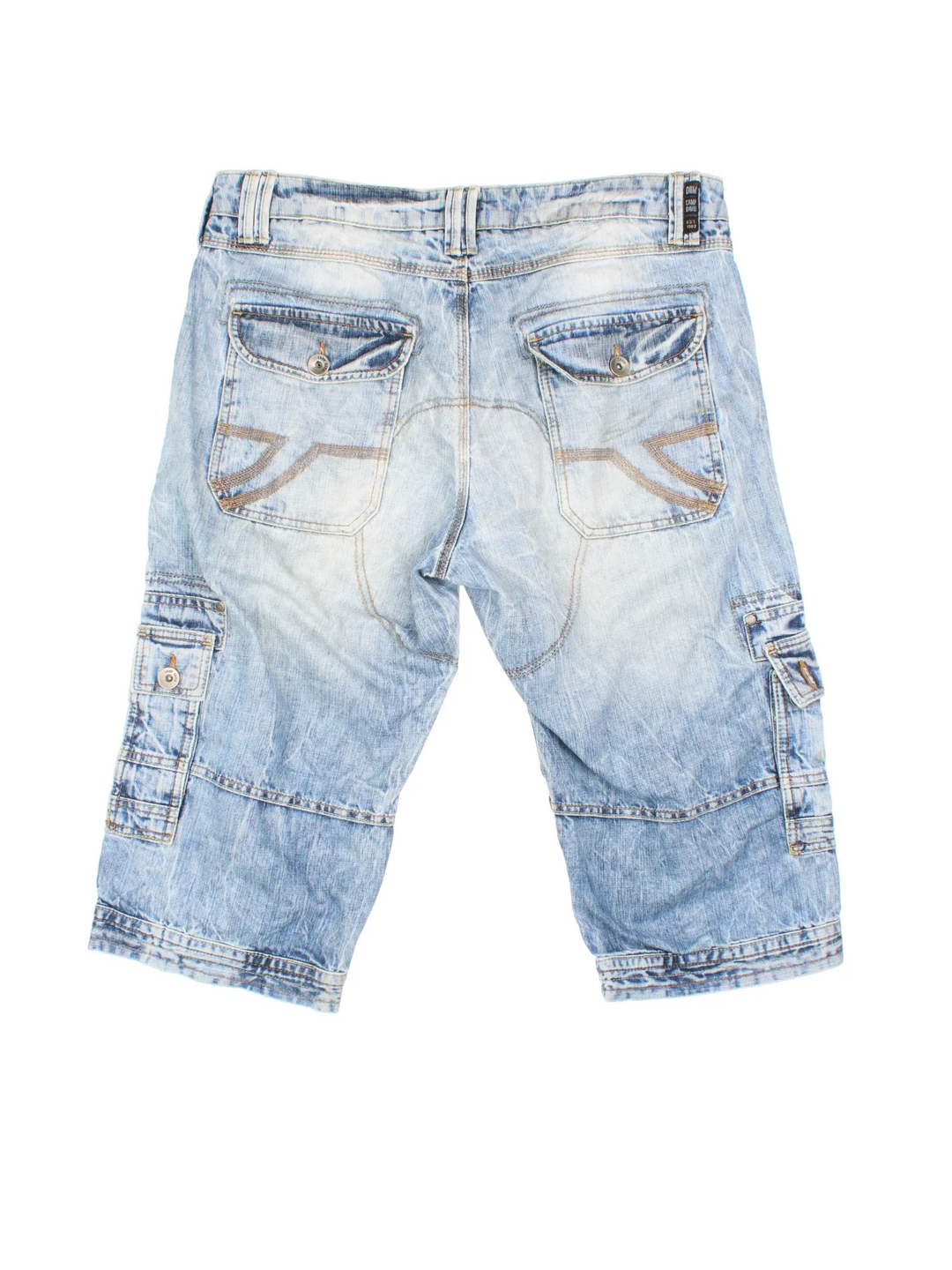 Y2K Denim Jorts shorts in blue colourway with zip button fly and  multiple pockets.