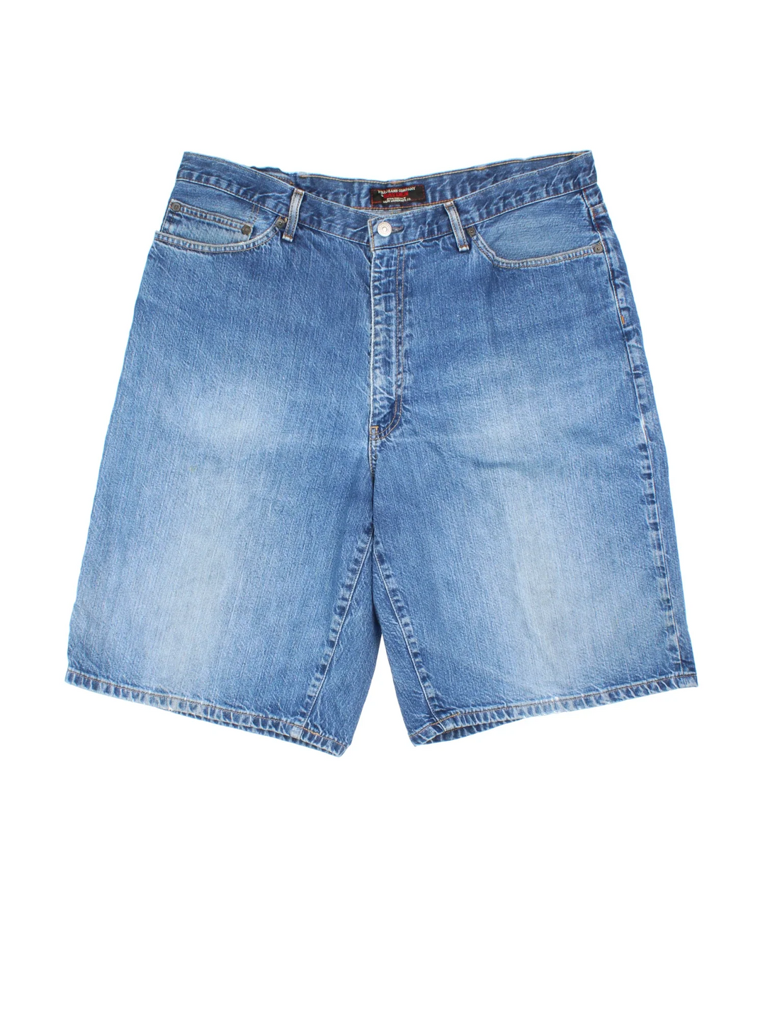 Ralph Lauren Denim Shorts in blue colourway with multiple pockets, contrast stitching and leather logo patch embroidered on the back.