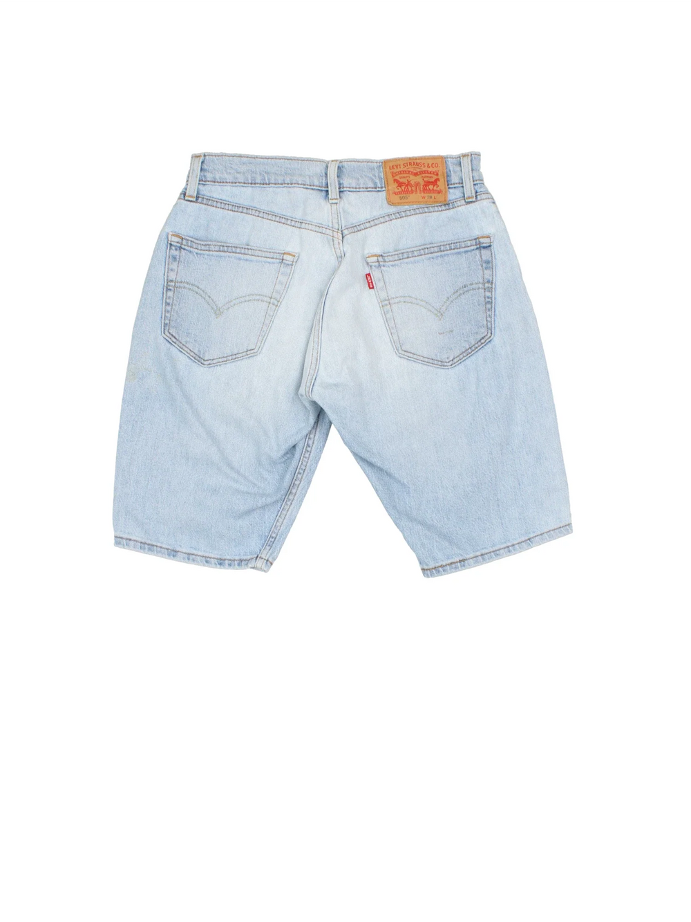 Vintage Levi Strauss shorts in blue colourway with multiple pockets and leather logo embroidered on the back.