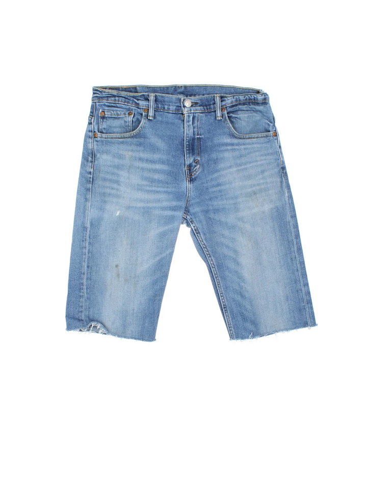 Vintage Levi Strauss shorts in blue colourway with multiple pockets and leather logo embroidered on the back.