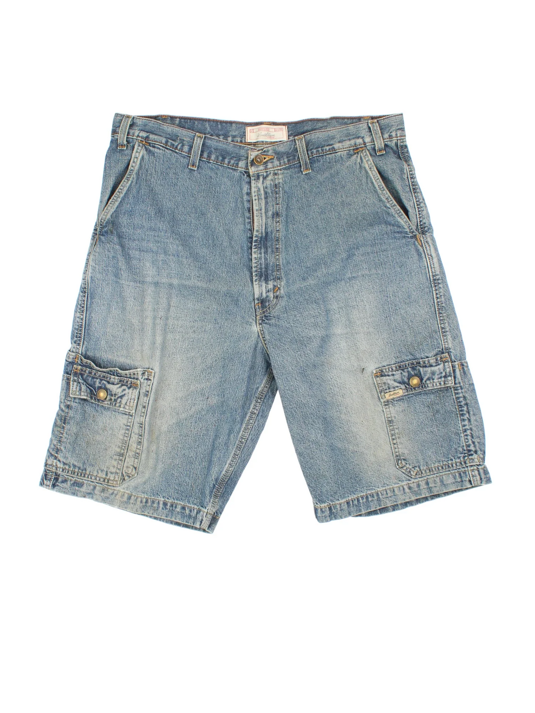 Vintage Levi Strauss Cargo Shorts in blue colourway with zip fly fastening and multiple pockets.