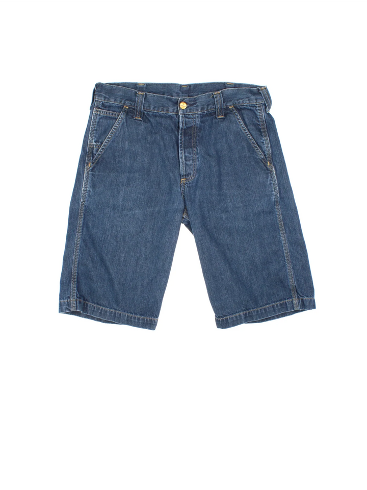 Vintage Carhartt Shorts in blue colourway with multiple pockets and logo embroidered on the back.