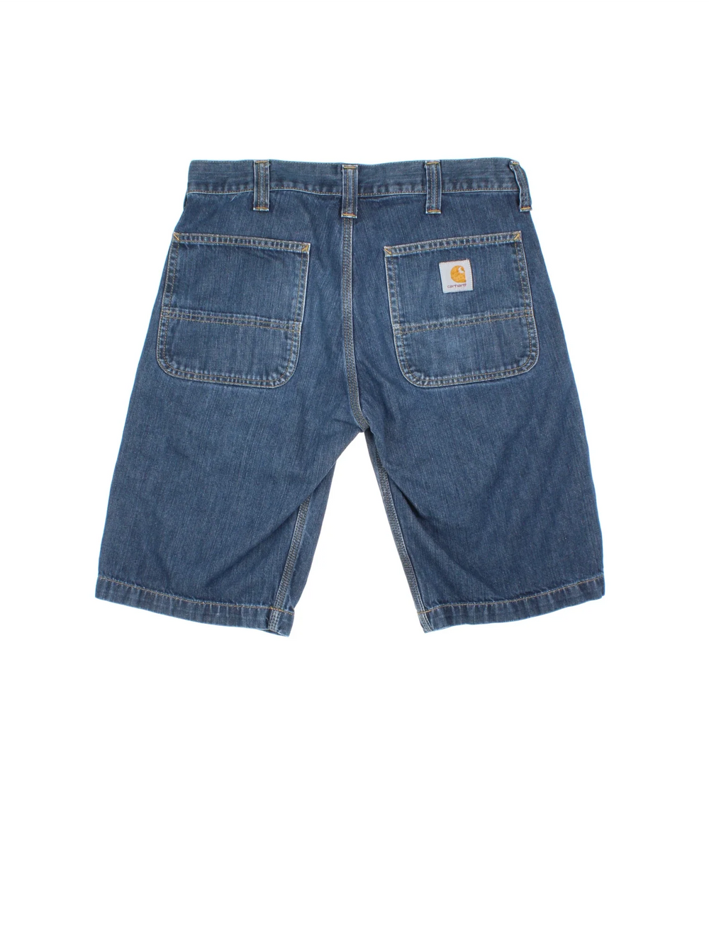 Vintage Carhartt Shorts in blue colourway with multiple pockets and logo embroidered on the back.