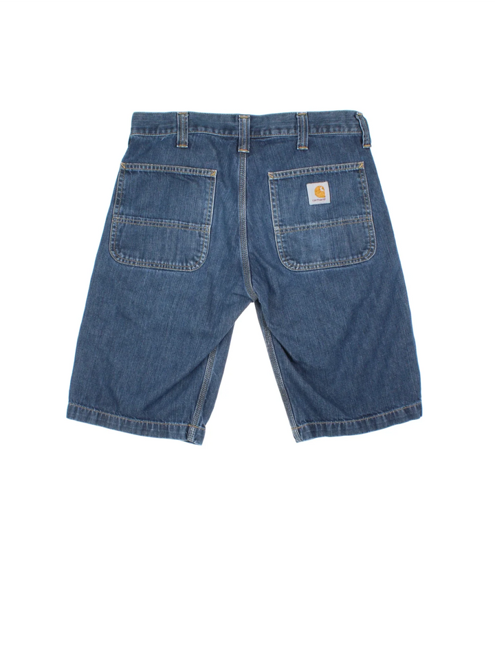 Vintage Carhartt Shorts in blue colourway with multiple pockets and logo embroidered on the back.