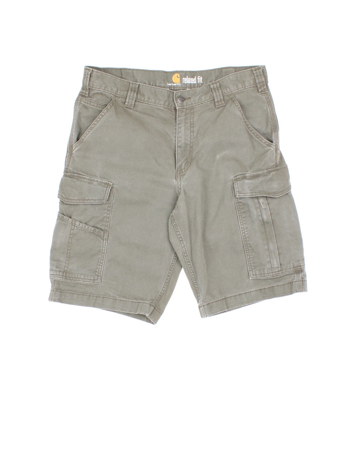 Vintage Carhartt Shorts in green colourway with multiple pockets and the logo embroidered on the back.