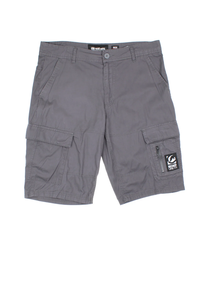 Y2K Ecko Unltd Cargo Shorts in grey colourway. Zip fly fastening, multiple pockets and branding embroidered on front/back.