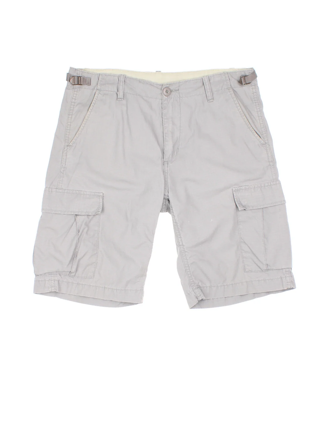 Carhartt Shorts in grey colourway. Zip fly fastening, multiple pockets and branding embroidered on back.