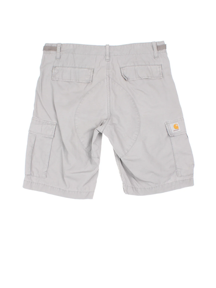 Carhartt Shorts in grey colourway. Zip fly fastening, multiple pockets and branding embroidered on back.