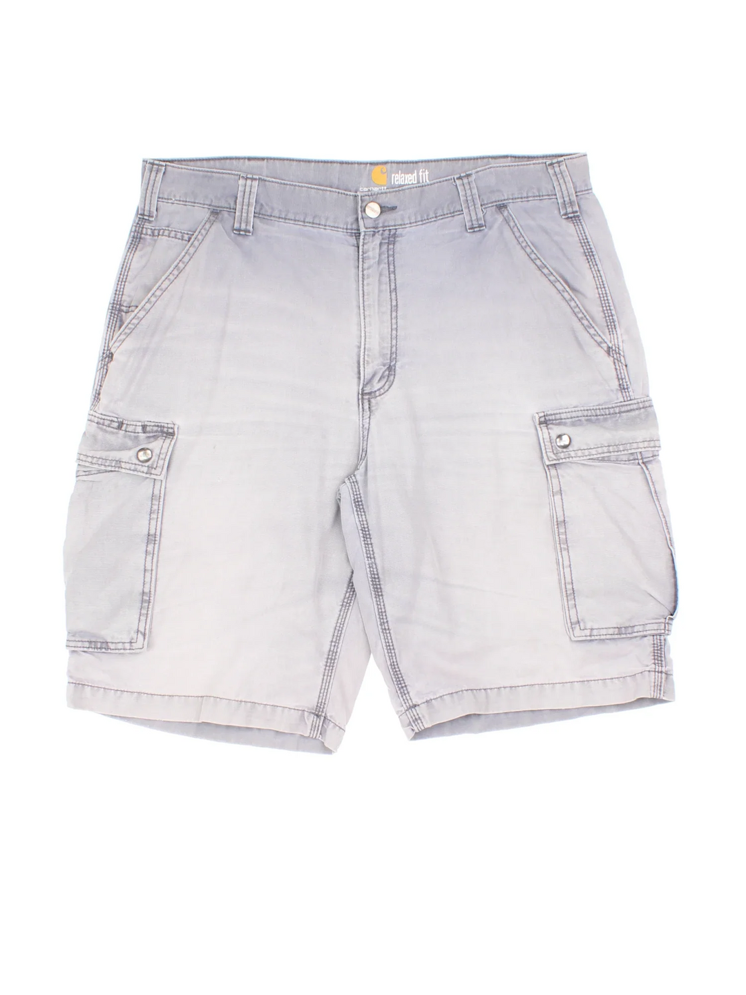 Carhartt Shorts in grey colourway. Zip fly fastening, multiple pockets and branding embroidered on back.