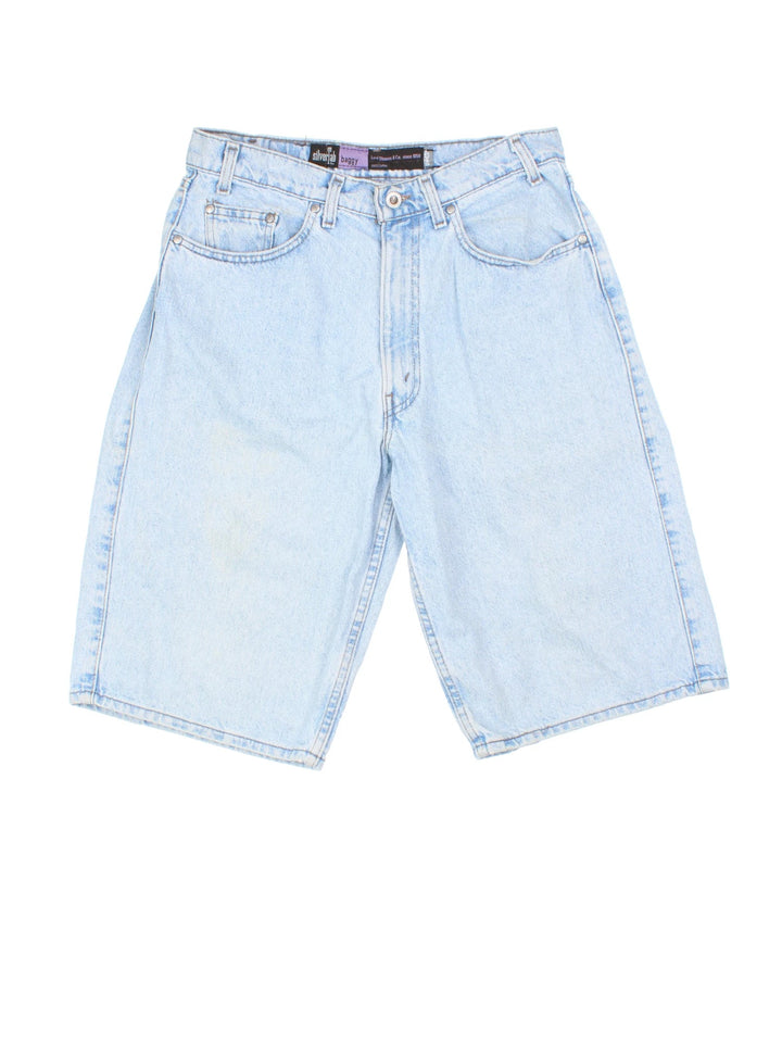 Levi Strauss Denim Shorts in blue colourway with multiple pockets and the logo embroidered on the back.