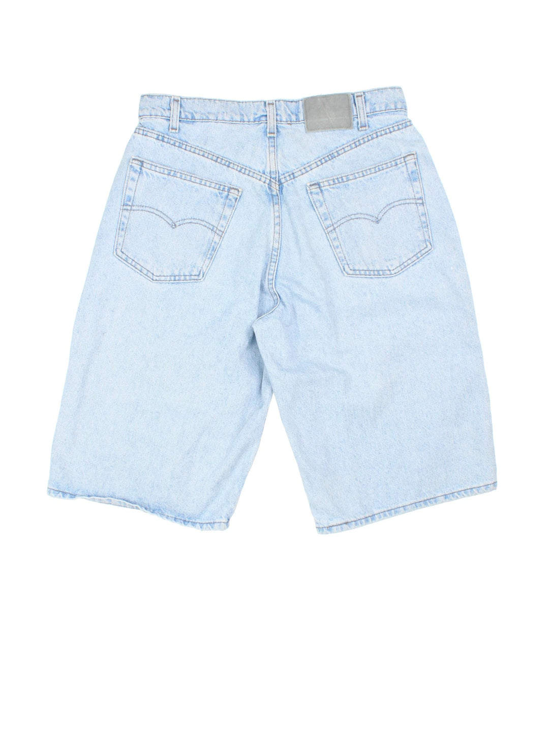 Levi Strauss Denim Shorts in blue colourway with multiple pockets and the logo embroidered on the back.