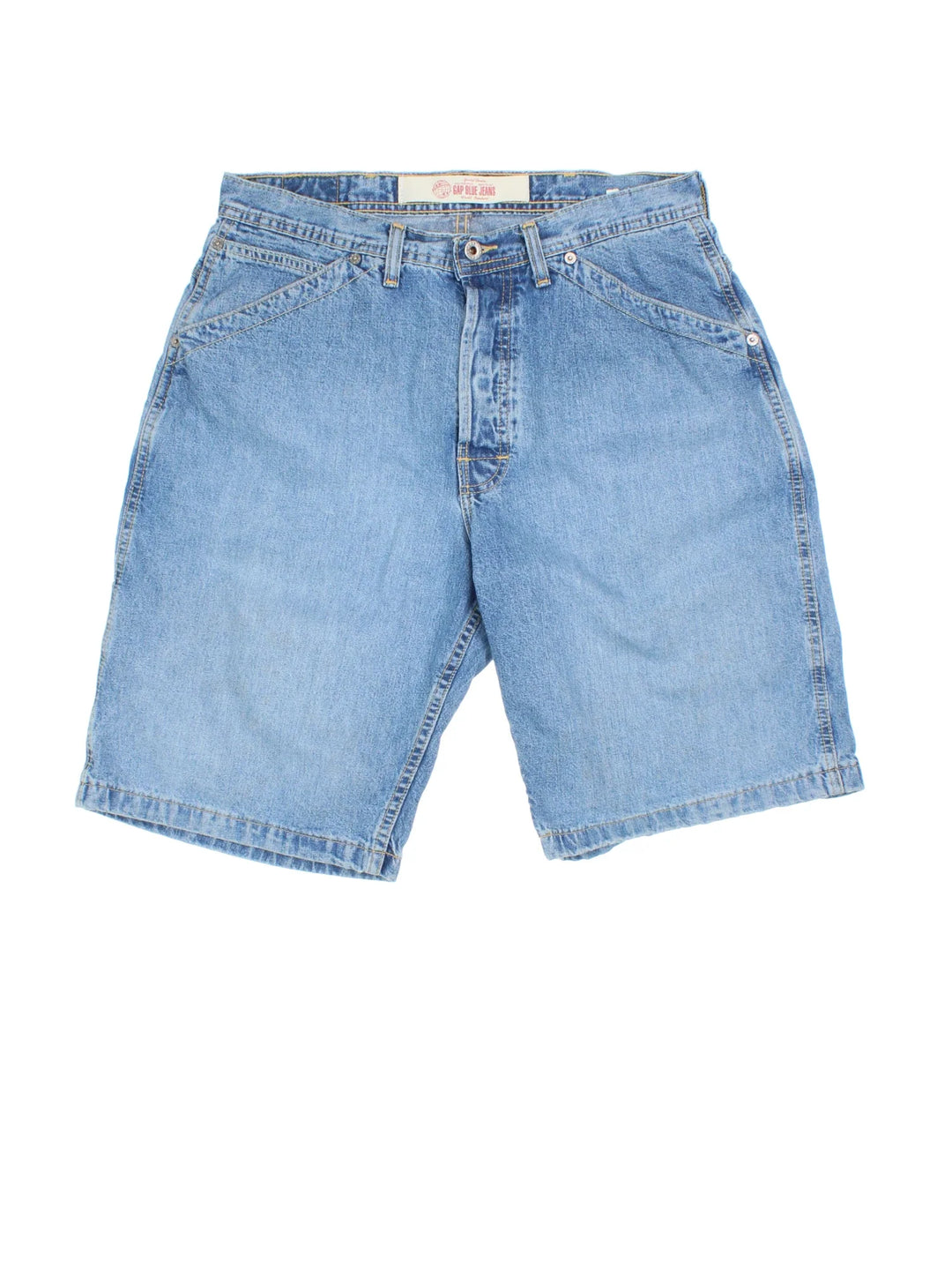 GAP Denim Shorts in blue colourway with multiple pockets and the logo embroidered on the back.