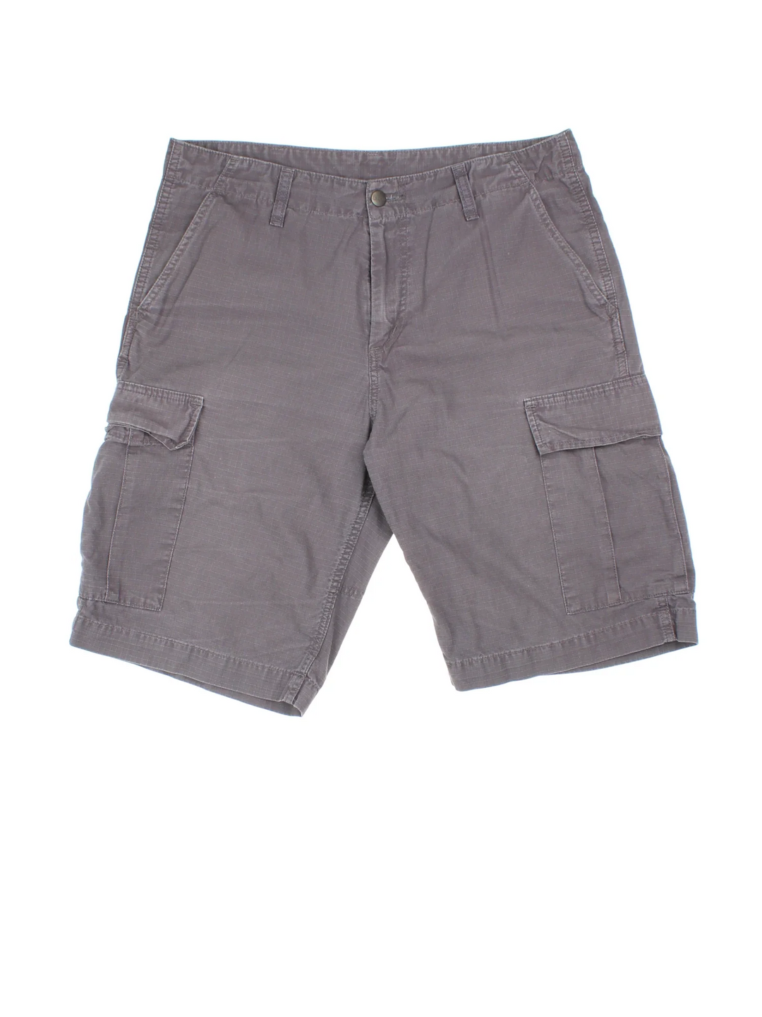 Carhartt Cargo Shorts in grey colourway with multiple pockets and embroidered branding on the back.