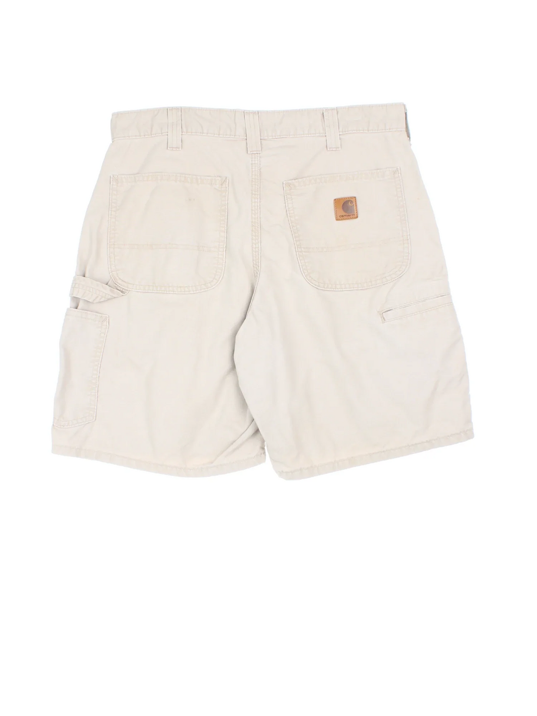 Carhartt Carpenter Shorts in tan colourway with multiple pockets and embroidered branding on the back.