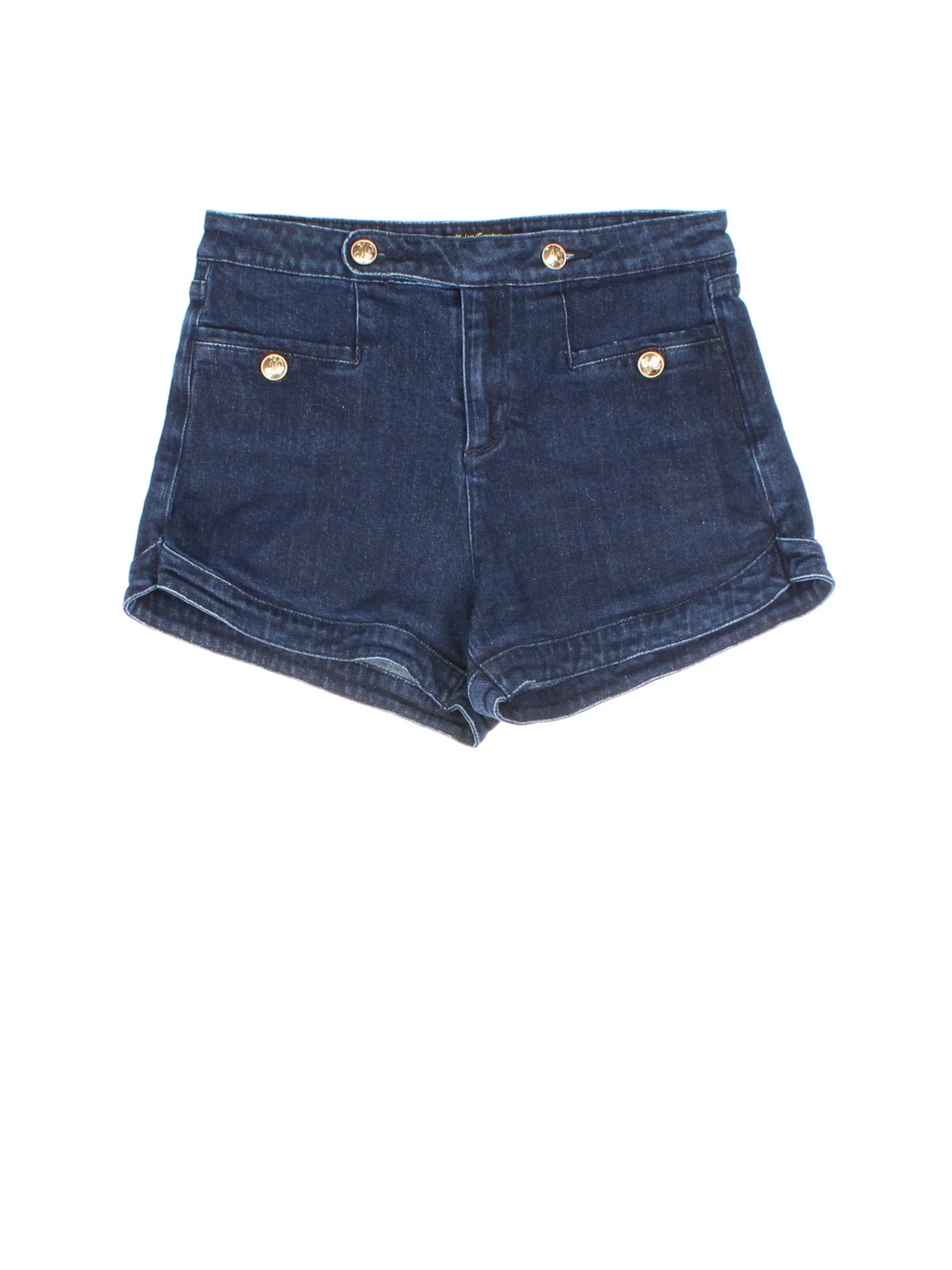 Vintage Juicy Couture shorts in blue colourway with multiple pockets and metal branding on the back.
