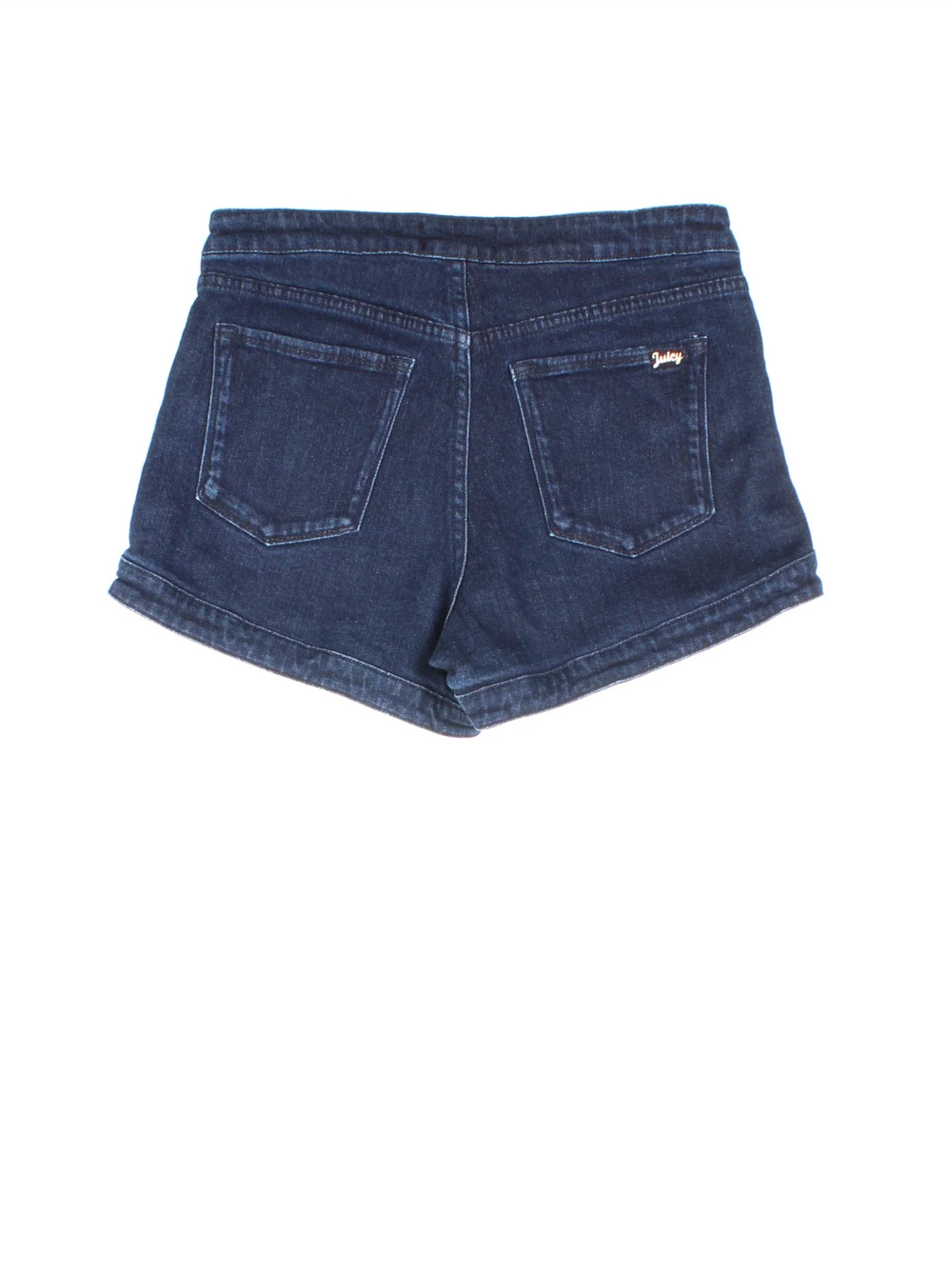 Vintage Juicy Couture shorts in blue colourway with multiple pockets and metal branding on the back.