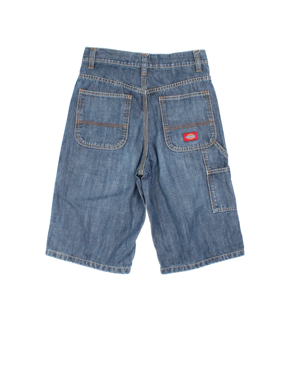 Dickies Denim Jorts in blue colourway with multiple pockets and embroidered branding detail on front/back.