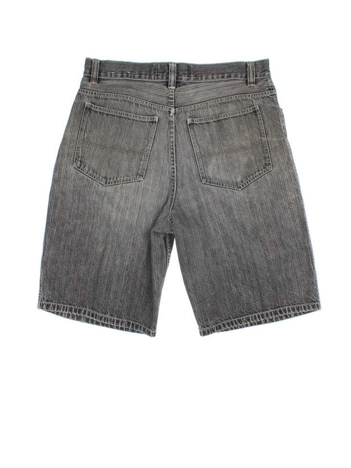 Vintage Y2K Denim Jorts in grey colourway with multiple pockets and distressed detailing on the front.