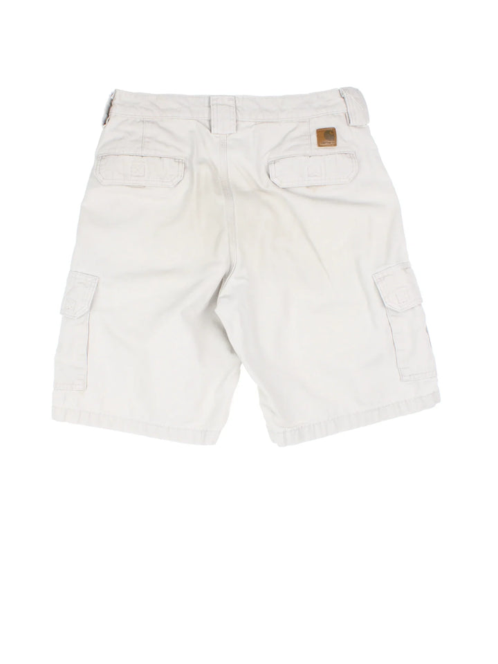 Carhartt Shorts in tan colourway with multiple pockets and embroidered branding detail on back.