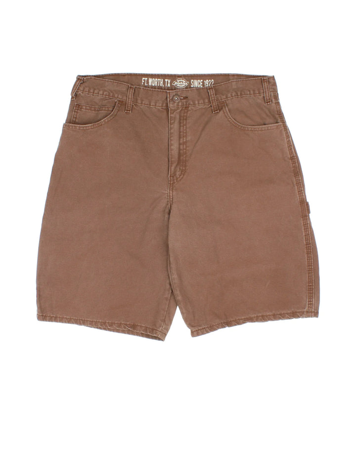 Dickies Shorts in brown colourway with multiple pockets and embroidered branding detail on back.