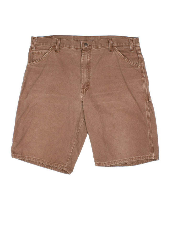 Dickies Shorts in brown colourway with multiple pockets and embroidered branding detail on back.