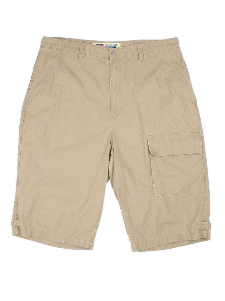 Tommy Hilfiger Cargo Shorts in tan colourway with multiple pockets and embroidered branding detail on back.