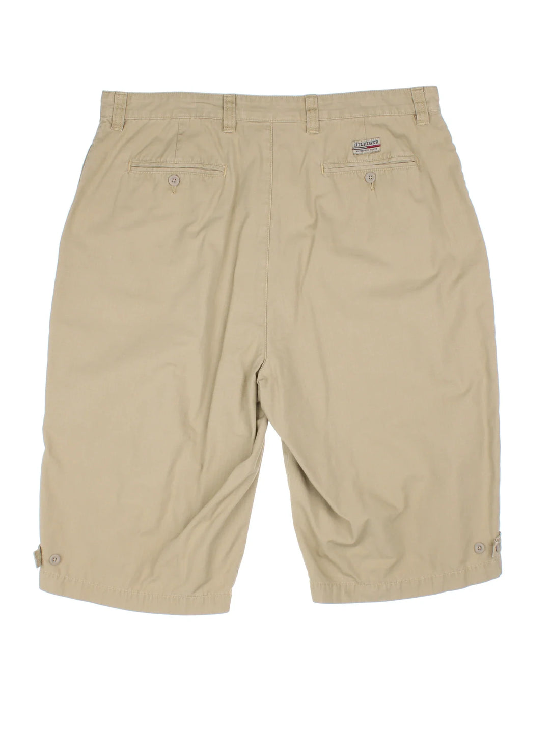 Tommy Hilfiger Cargo Shorts in tan colourway with multiple pockets and embroidered branding detail on back.