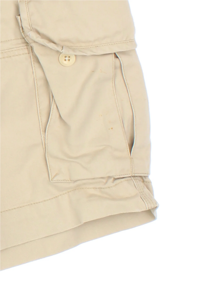 Ralph Lauren Polo Cargo Shorts in tan colourway with multiple pockets and embroidered branding detail on back.