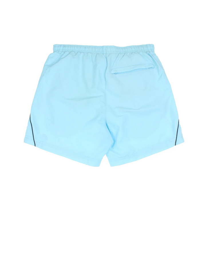 Vintage Nike Sports Shorts in blue colourway. Side pockets, contrast piping detail, mesh lining, and the logo embroidered on the front.