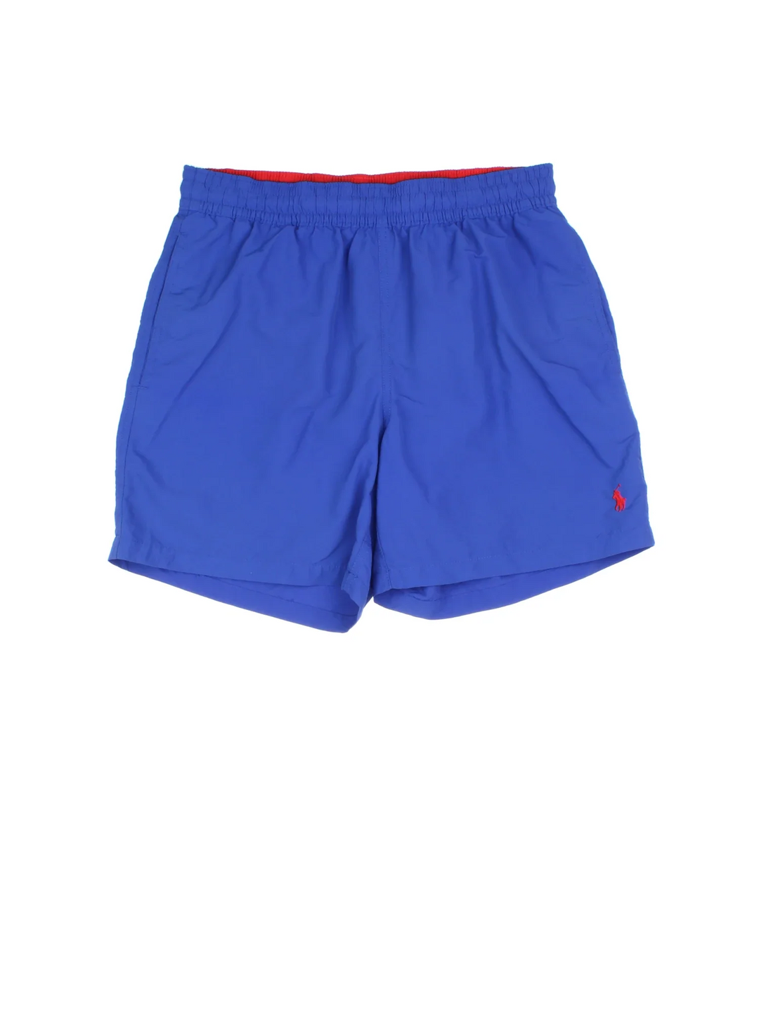 Vintage Ralph Lauren Swim Shorts in blue colourway. Drawstring fastening, multiple pockets and the logo embroidered on the front.