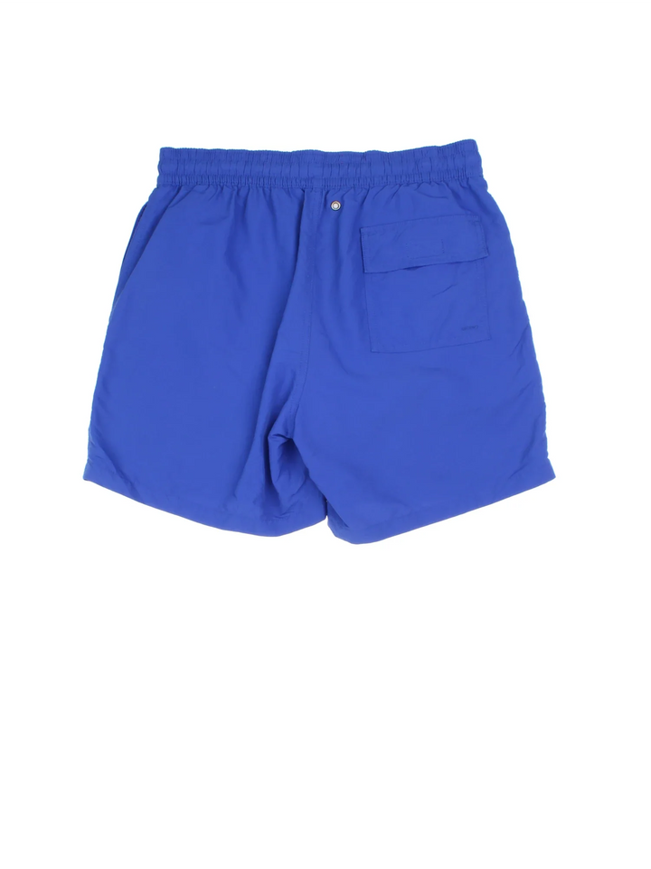 Vintage Ralph Lauren Swim Shorts in blue colourway. Drawstring fastening, multiple pockets and the logo embroidered on the front.