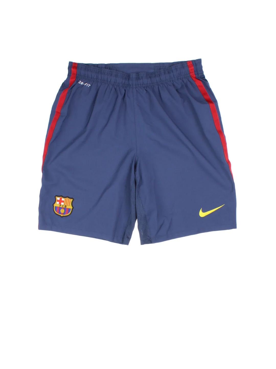 2012/13 Barcelona Nike Home Football Shorts in blue colourway. Drawstring waist, contrast piping and the logo embroidered on the front/back.