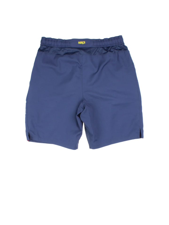 2012/13 Barcelona Nike Home Football Shorts in blue colourway. Drawstring waist, contrast piping and the logo embroidered on the front/back.