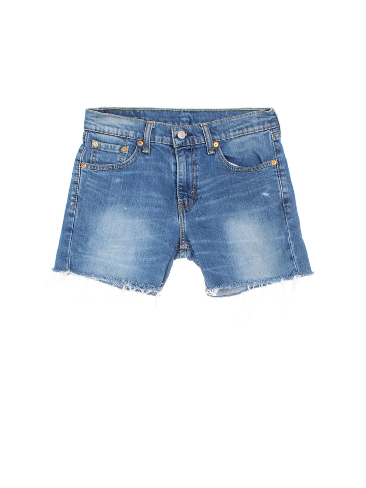 Vintage Levi Strauss Denim Shorts in blue colourway with multiple pockets and the logo embroidered on the back.